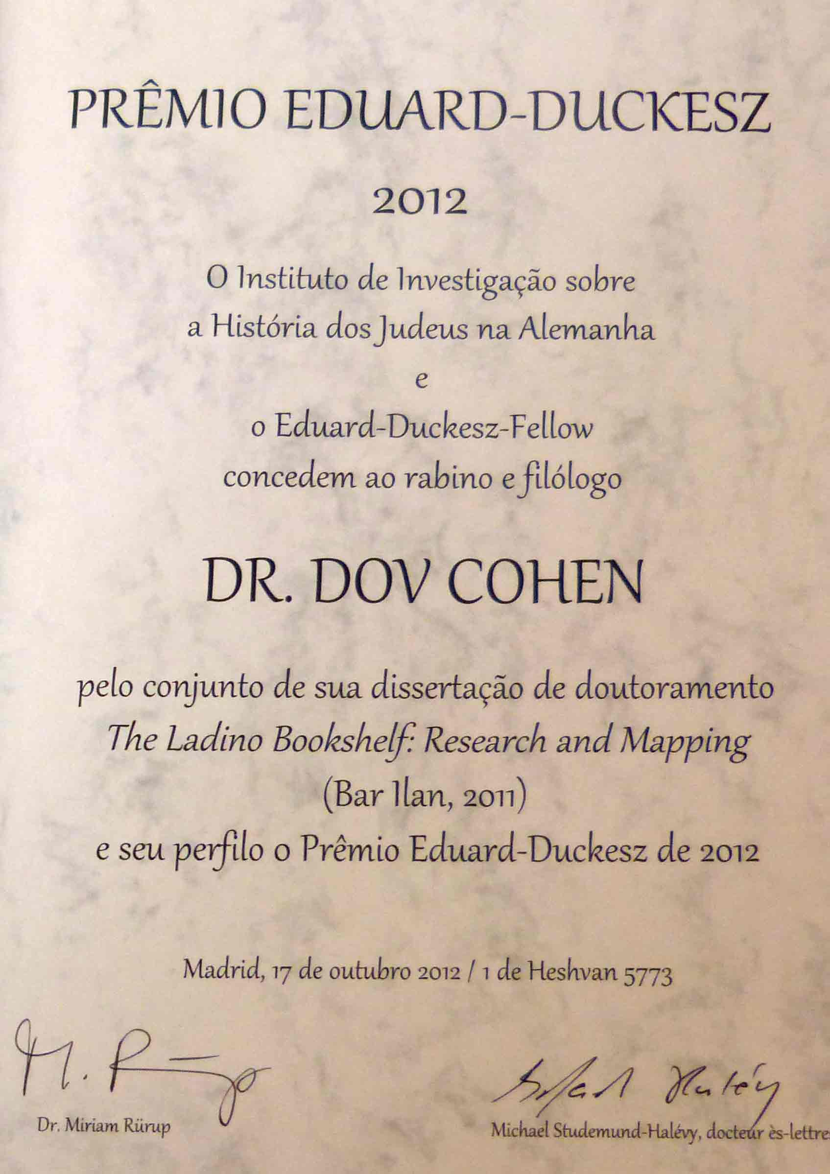 Eduard-Duckesz-Preis 2012